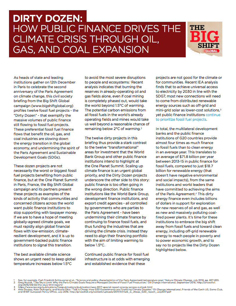 Dirty Dozen: How Public Finance Drives the Climate Crisis through Oil, Gas, and Coal Expansion