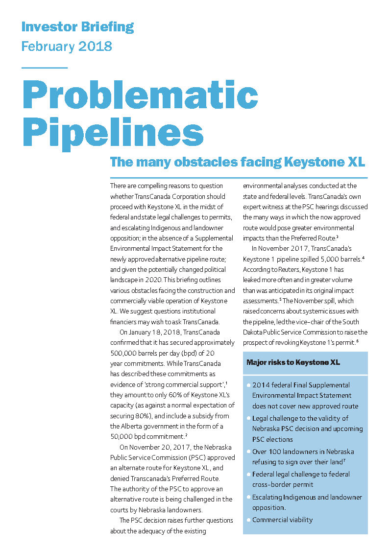 KXL investor briefing