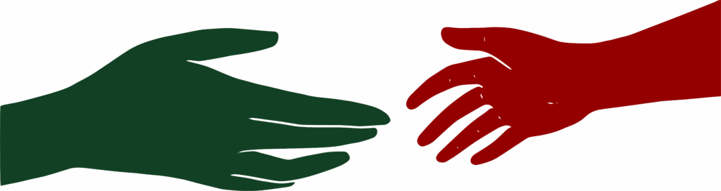 Two hands reaching for each other